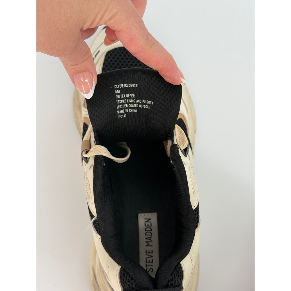 Steve Madden Clydie Bone Tan Black Chunky Platform Sneakers CLDE01S1 Size 8M - Picture 6 of 10